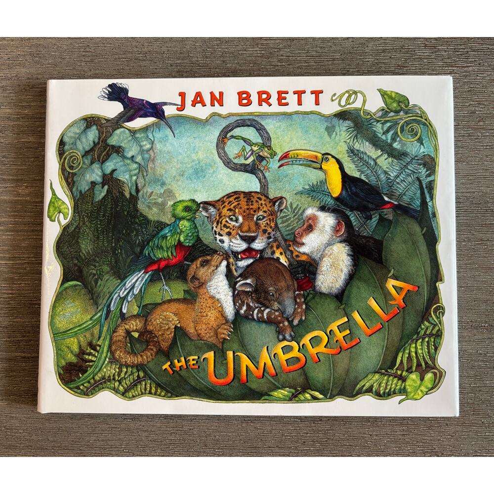 The Umbrella by Jan Brett Book Animals Rare EUC